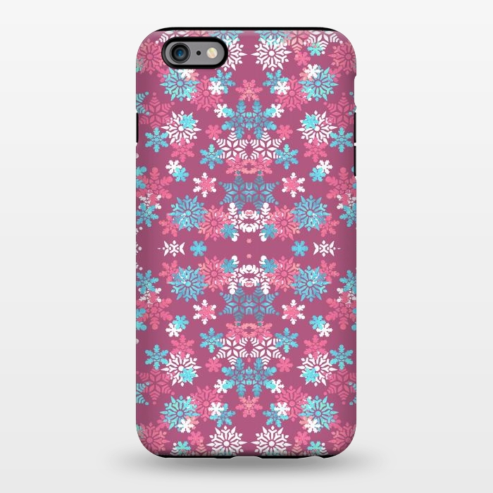 iPhone 6/6s plus StrongFit Playful pink blue snowflakes winter pattern by Oana 