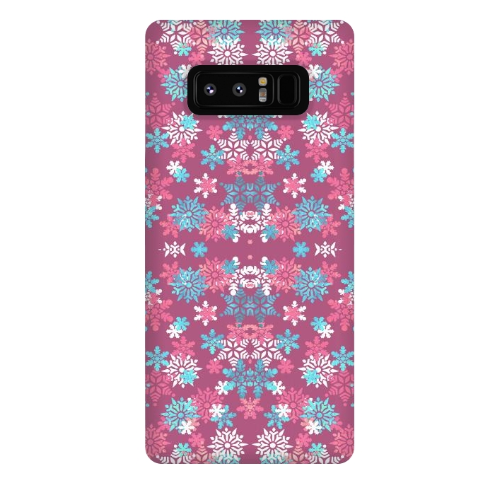 Galaxy Note 8 StrongFit Playful pink blue snowflakes winter pattern by Oana 