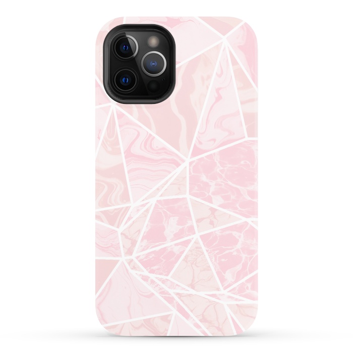 iPhone 12 Pro StrongFit Pastel candy pink marble by Oana 