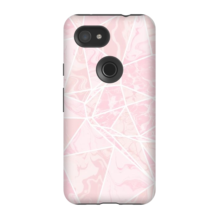Pixel 3A StrongFit Pastel candy pink marble by Oana 