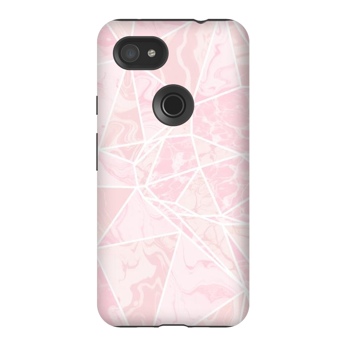 Pixel 3AXL StrongFit Pastel candy pink marble by Oana 