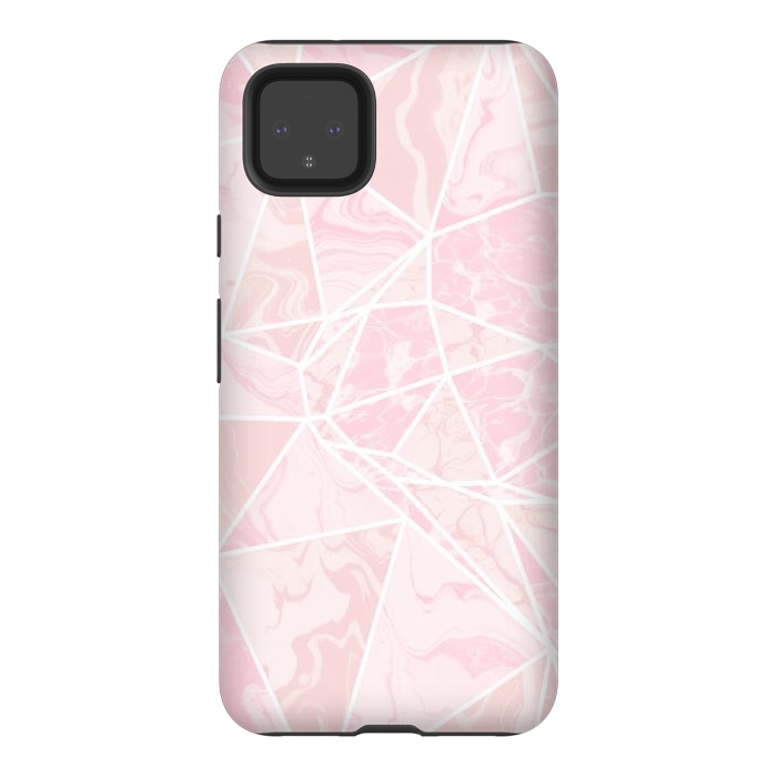 Pixel 4XL StrongFit Pastel candy pink marble by Oana 