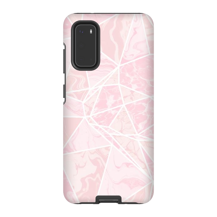 Galaxy S20 StrongFit Pastel candy pink marble by Oana 