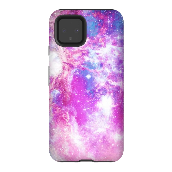 Pixel 4 StrongFit Pink blue starry galaxy by Oana 