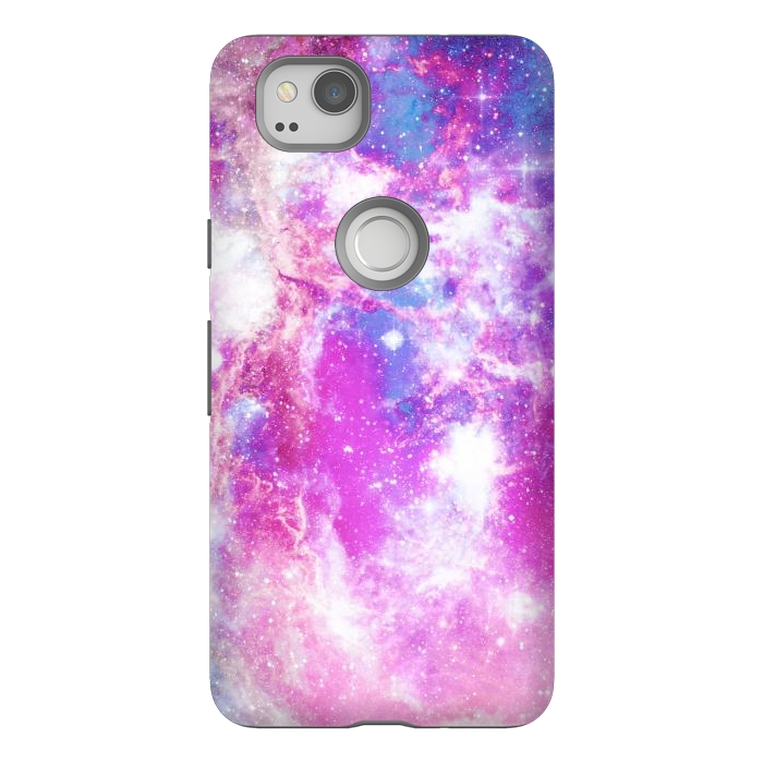 Pixel 2 StrongFit Pink blue starry galaxy by Oana 