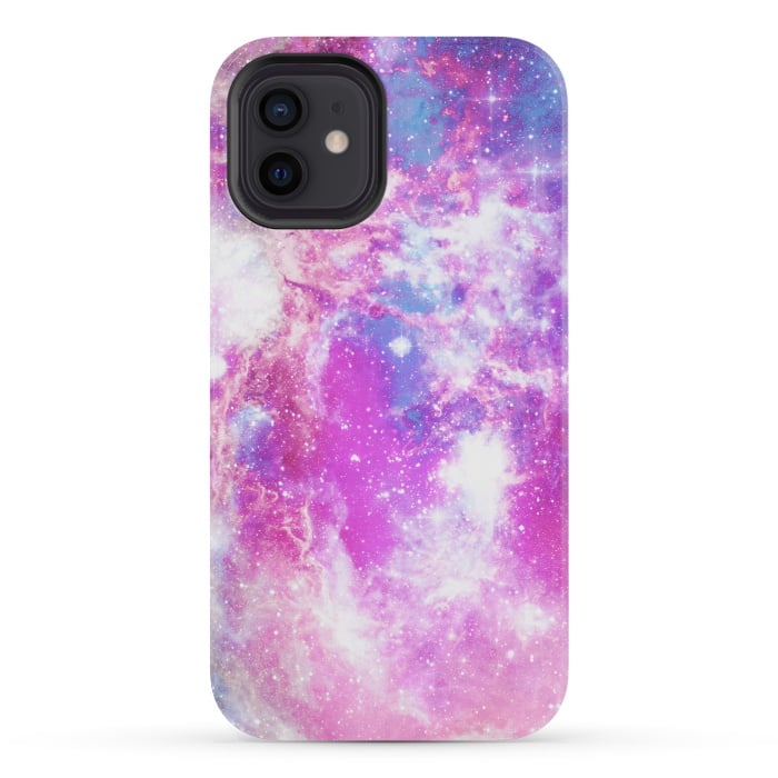 iPhone 12 mini StrongFit Pink blue starry galaxy by Oana 