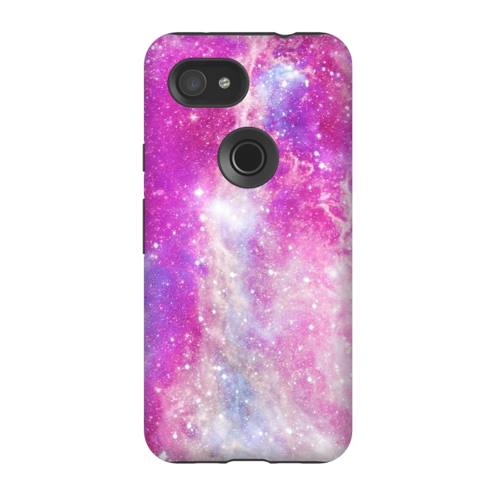 Pixel 3A StrongFit Pink blue starry galaxy by Oana 