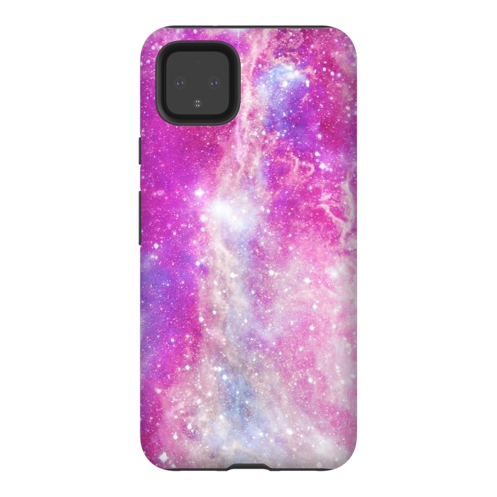 Pixel 4XL StrongFit Pink blue starry galaxy by Oana 