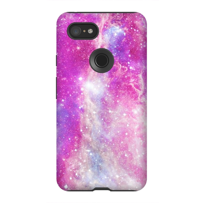 Pixel 3XL StrongFit Pink blue starry galaxy by Oana 