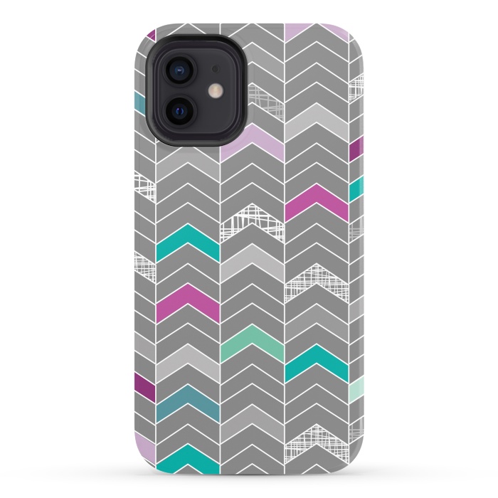 iPhone 12 StrongFit Chevron Grey by Rosie Simons