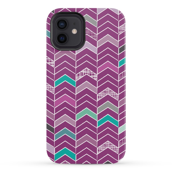 iPhone 12 mini StrongFit Chevron Purple by Rosie Simons