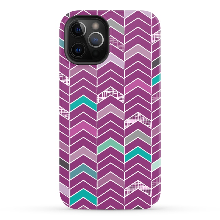 iPhone 12 Pro StrongFit Chevron Purple by Rosie Simons