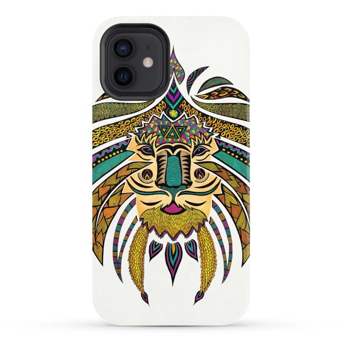 iPhone 12 StrongFit Emperor Tribal Lion by Pom Graphic Design