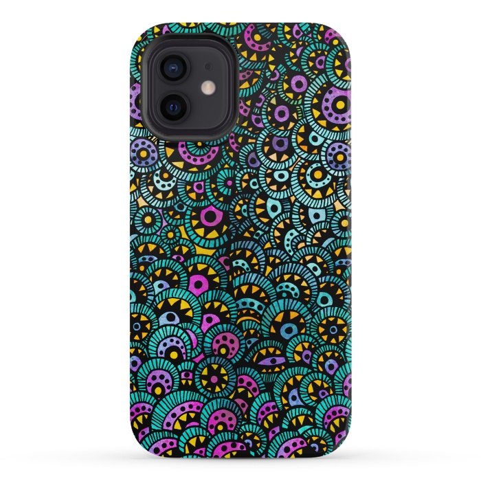 iPhone 12 mini StrongFit Peacock Tail by Pom Graphic Design