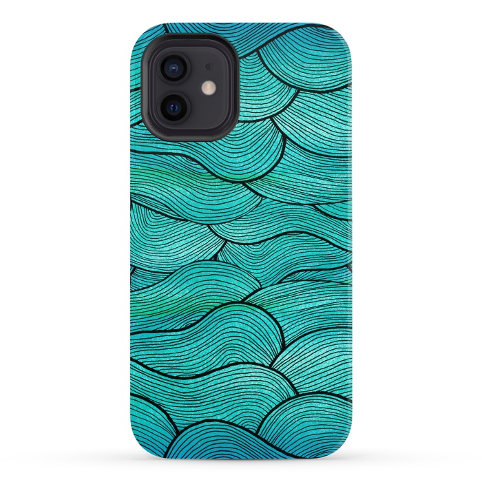 iPhone 12 StrongFit Sea Waves Pattern by Pom Graphic Design