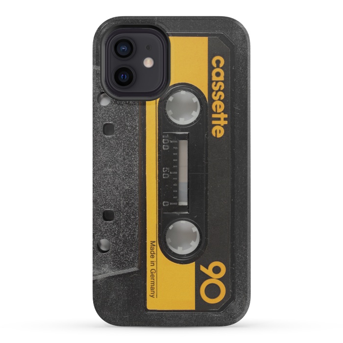 iPhone 12 mini StrongFit CASSETTE YELLOW by Diego Tirigall