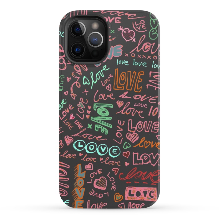 iPhone 12 Pro StrongFit Love Love Love ballpoint doodles by Micklyn Le Feuvre
