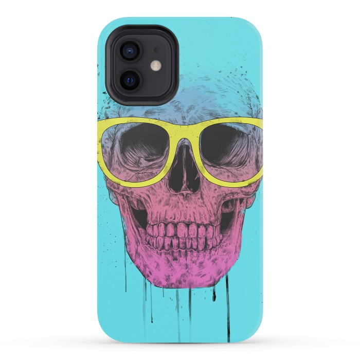 iPhone 12 mini StrongFit Pop Art Skull With Glasses by Balazs Solti