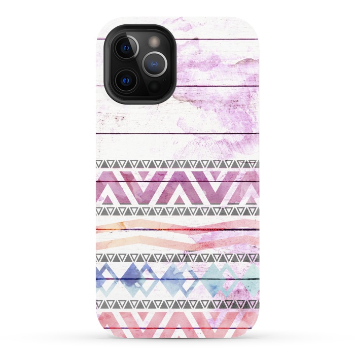 iPhone 12 Pro StrongFit Aztec Wood Watercolor by Girly Trend