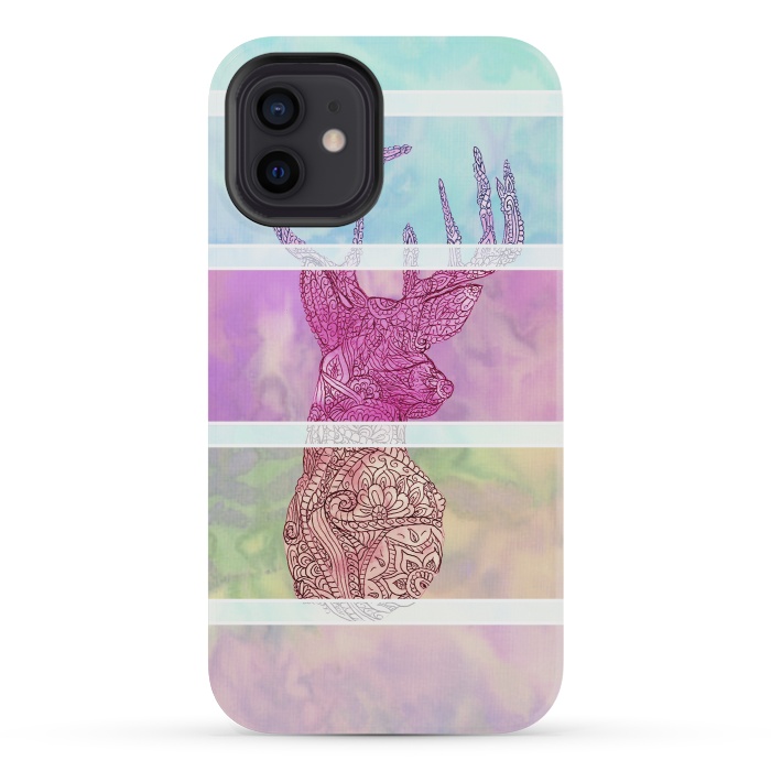 iPhone 12 mini StrongFit Deer Vintage Stripes Paisley Photo by Girly Trend