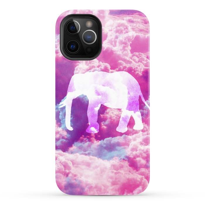 iPhone 12 Pro StrongFit Elephant on Pink Purple Clouds by Girly Trend