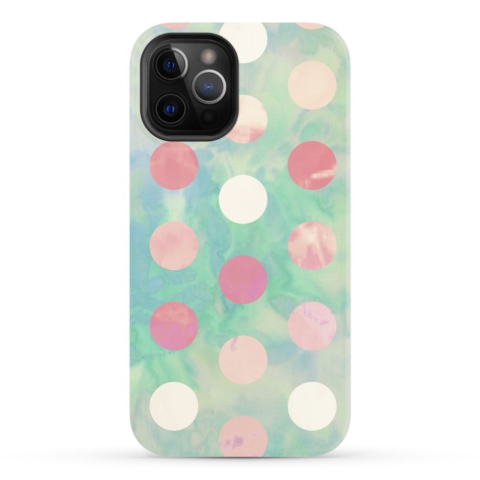 iPhone 12 Pro StrongFit Polka Dots Watercolor Front by Girly Trend