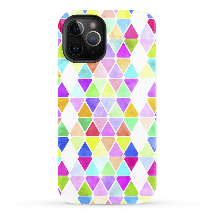 iPhone 12 Pro StrongFit Watercolor Abstract Pastel Triangles by Girly Trend