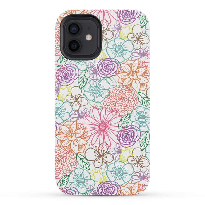 iPhone 12 mini StrongFit Bright Floral by TracyLucy Designs