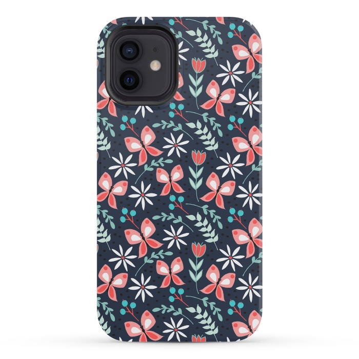 iPhone 12 mini StrongFit Midnight Butterfly by Dunia Nalu