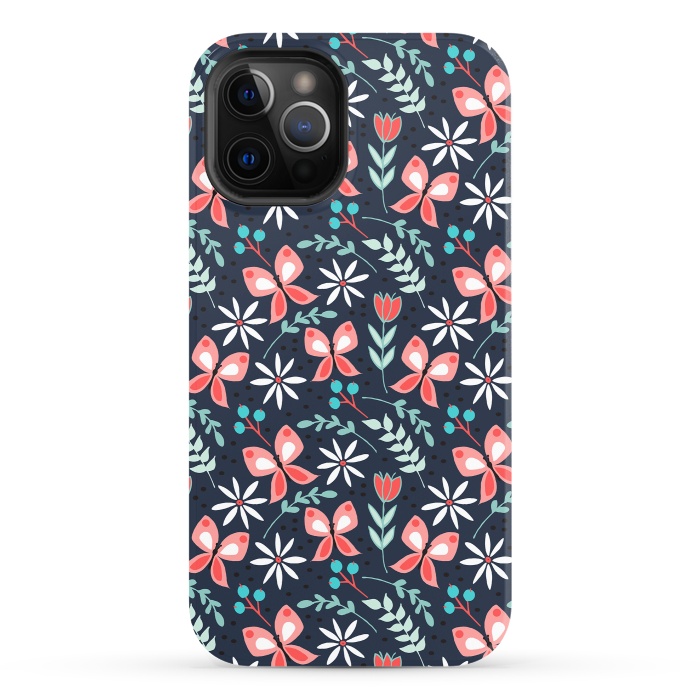 iPhone 12 Pro StrongFit Midnight Butterfly by Dunia Nalu