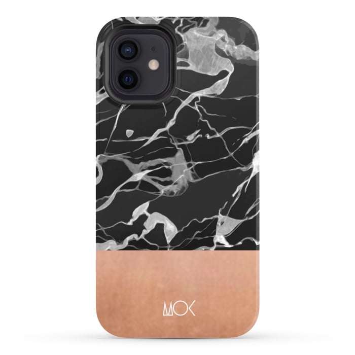 iPhone 12 StrongFit Marble and Pink Copper by M.O.K.