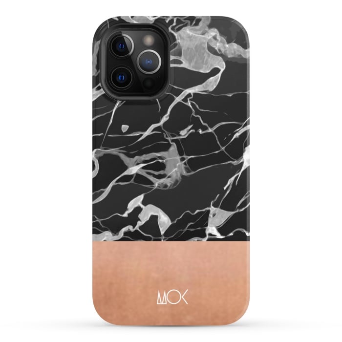 iPhone 12 Pro StrongFit Marble and Pink Copper by M.O.K.