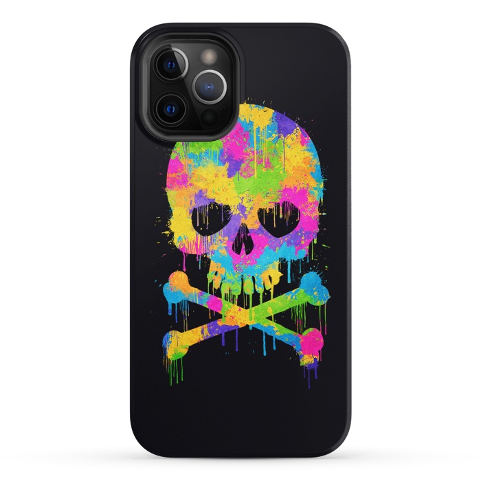 iPhone 12 Pro StrongFit Grafitti Watercolor Skull by Philipp Rietz