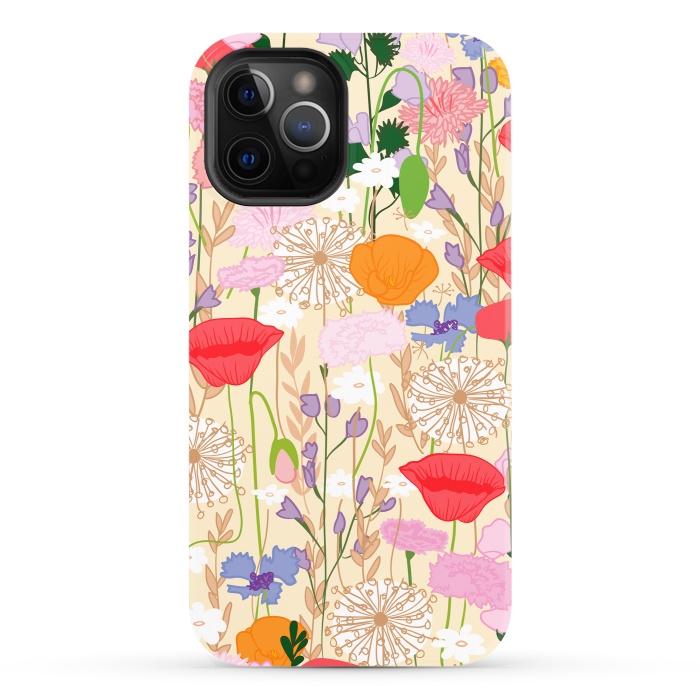 iPhone 12 Pro StrongFit Wildflowers Cream Square by Zoe Charlotte