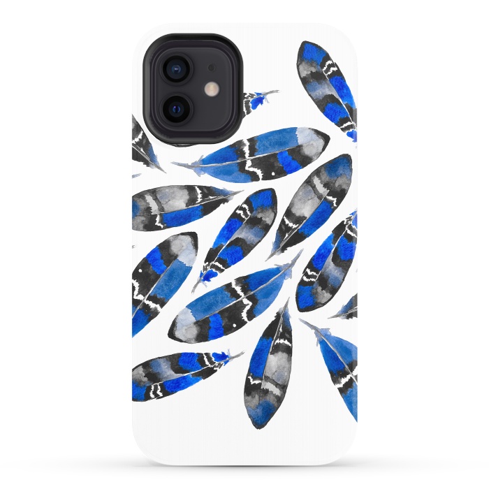 iPhone 12 StrongFit Northern Feather Blue by Amaya Brydon
