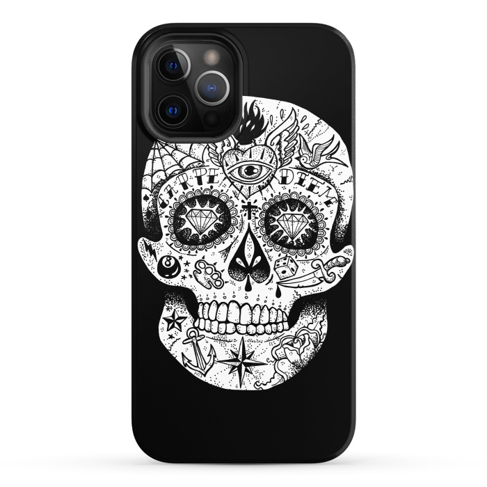 iPhone 12 Pro StrongFit Tattooed Skull by Mitxel Gonzalez