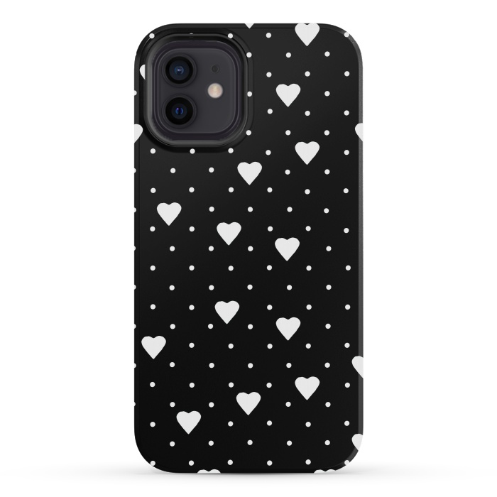 iPhone 12 mini StrongFit Pin Point Hearts White by Project M