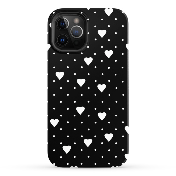 iPhone 12 Pro StrongFit Pin Point Hearts White by Project M