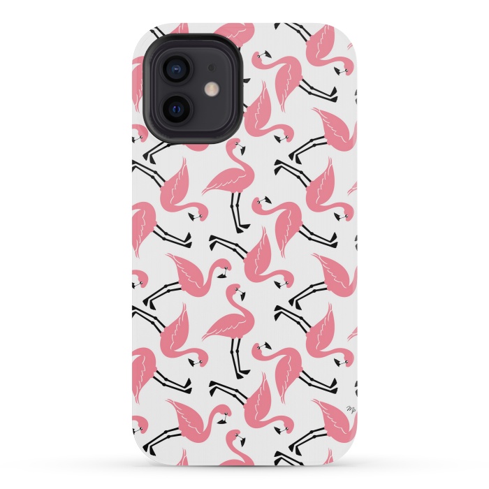 iPhone 12 mini StrongFit Flamingos by Martina
