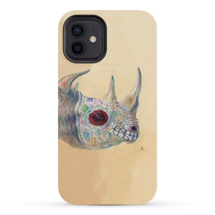 iPhone 12 mini StrongFit Day of the Dead Rhino by Brandon Keehner