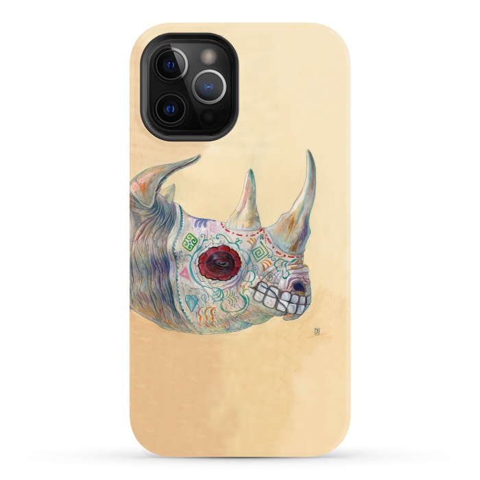 iPhone 12 Pro StrongFit Day of the Dead Rhino by Brandon Keehner