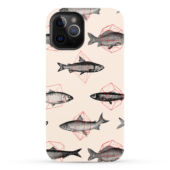 iPhone 12 Pro StrongFit Fishes in Geometrics I by Florent Bodart