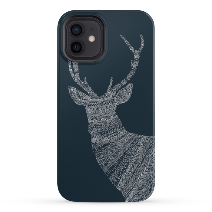 iPhone 12 StrongFit Stag Blue Poster blue by Florent Bodart