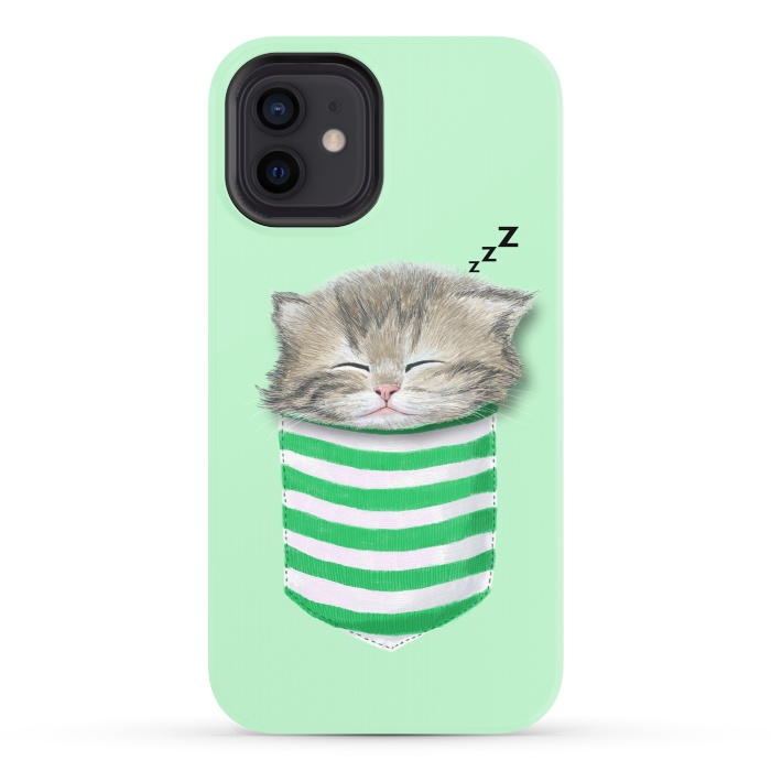 iPhone 12 StrongFit Cat in The Pocket by Tummeow