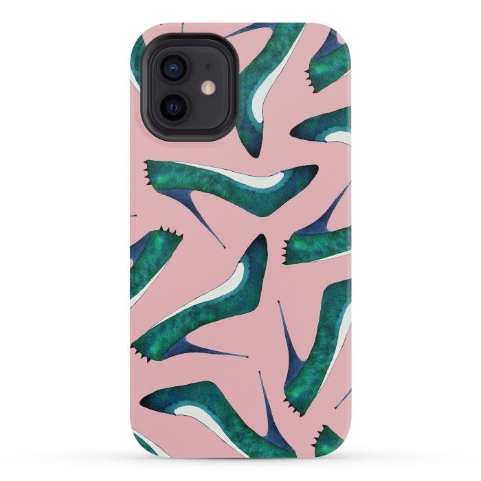iPhone 12 mini StrongFit Green With Envy Pink by Amaya Brydon