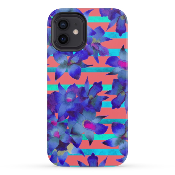 iPhone 12 mini StrongFit Coral Stripes by Amaya Brydon