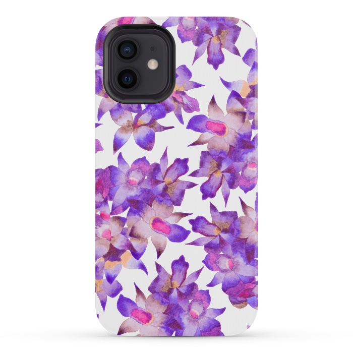 iPhone 12 mini StrongFit Vintage Floral Violet by Amaya Brydon