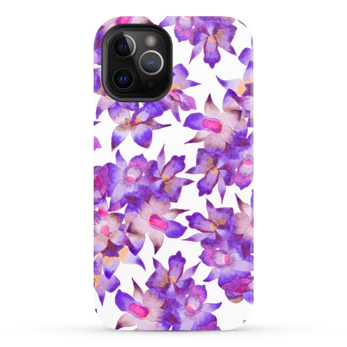 iPhone 12 Pro StrongFit Vintage Floral Violet by Amaya Brydon