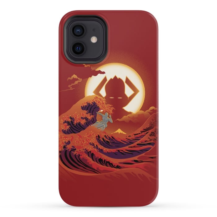 iPhone 12 mini StrongFit Surfing with the Alien by Samiel Art