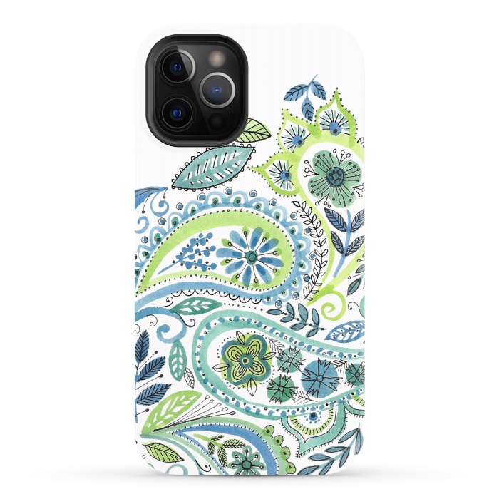 iPhone 12 Pro StrongFit Watercolour Paisley by Laura Grant